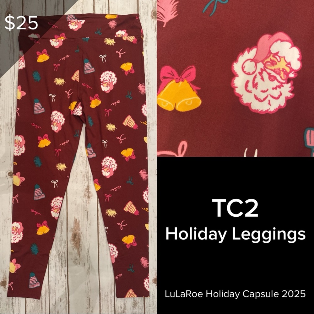 LuLaRoe NEW Leggings Holiday Christmas 2025 TC2 Tall And Curvy 2 Santa Bell’s